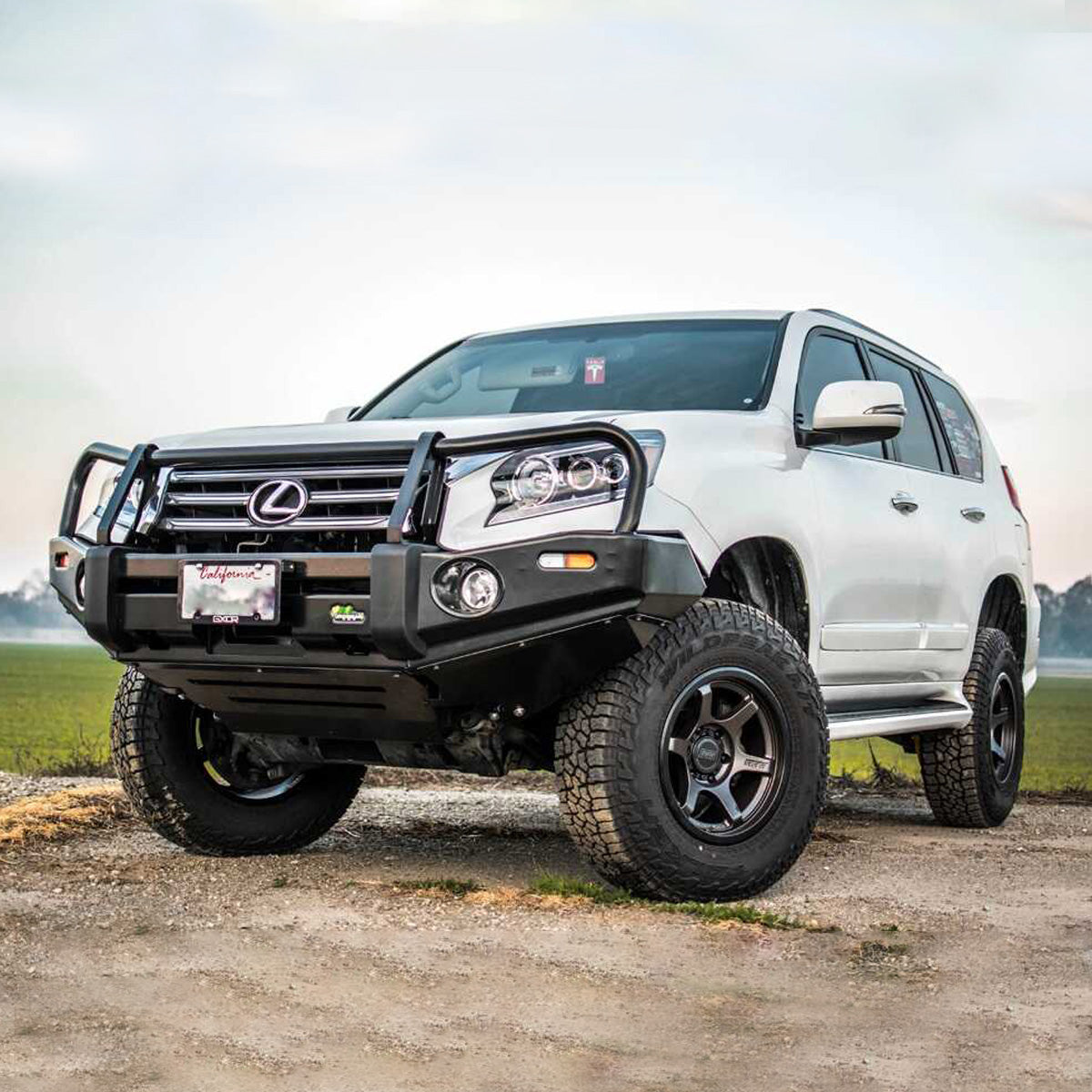 Bilstein B8 5100 2.5 inch Lexus GX460 (10-23) Adjustable Leveling Kit with monotube shocks on lifted white GX460 SUV