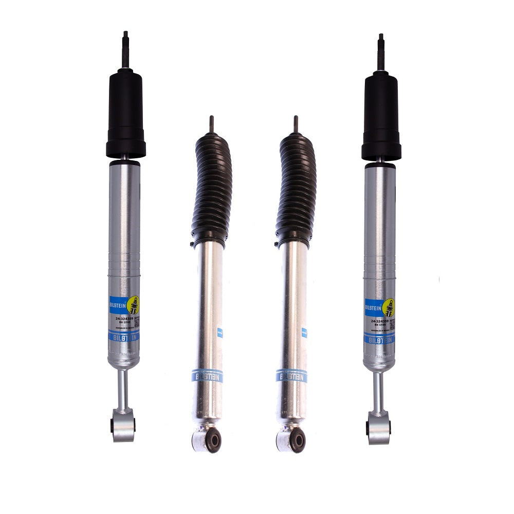 A set of four Bilstein B8 5100 0-2 inch Tacoma (05-15) Adjustable Leveling Kit shock absorbers on a white background.