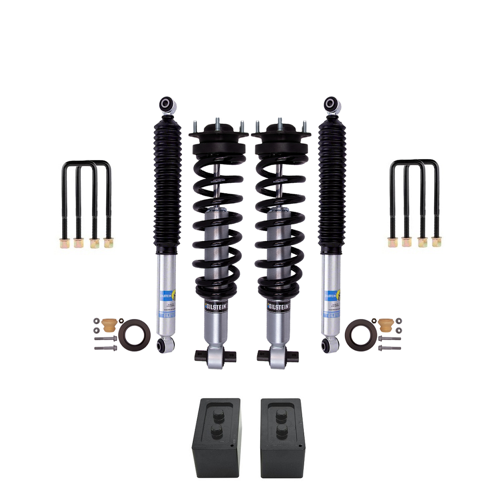 Bilstein B8 6112/5100 2.5 inch F-150 (21-24) Lift Kit with Assembled Front Shocks, coil springs, hardware, and leveling blocks