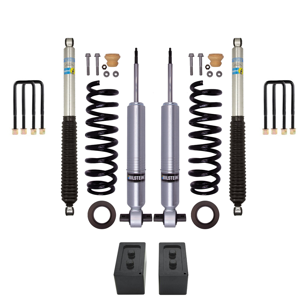 Bilstein B8 6112/5100 2.5 inch F-150 (21-24) Lift Kit with heavy-duty shocks, coil springs, and leveling blocks
