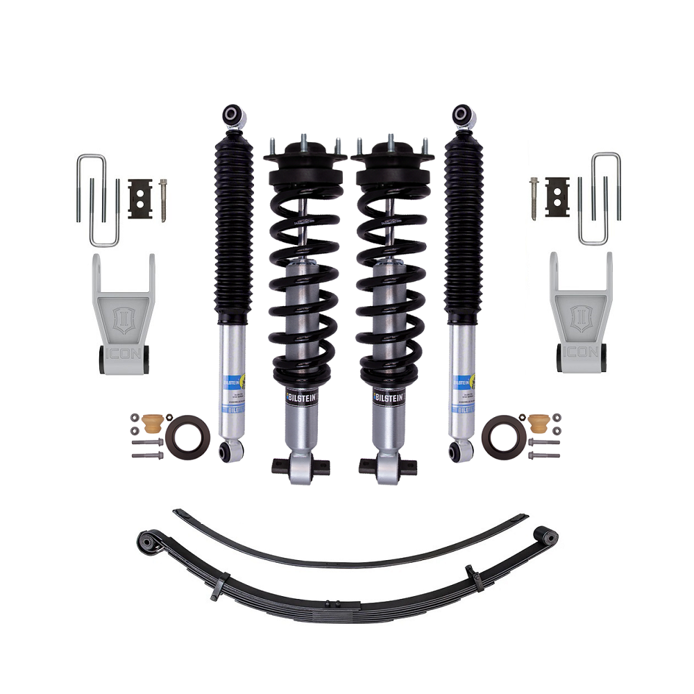 Bilstein B8 6112/5100 2.5 inch F-150 (21-24) Lift Kit with Assembled Front Shocks, coil springs, leaf springs, and hardware components