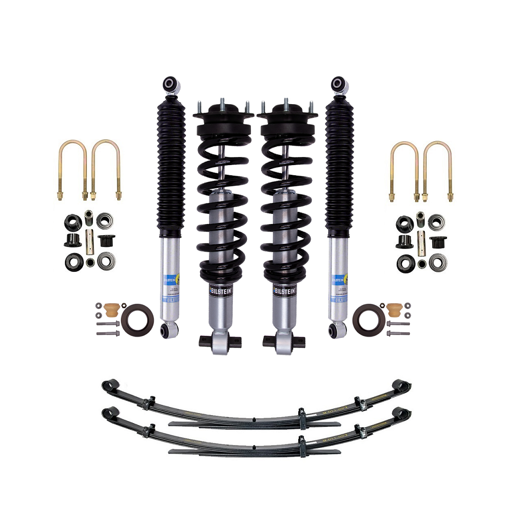 Bilstein B8 6112/5100 2.5 inch F-150 (21-24) Lift Kit with Assembled Front Shocks, coil springs, leaf springs, and hardware components