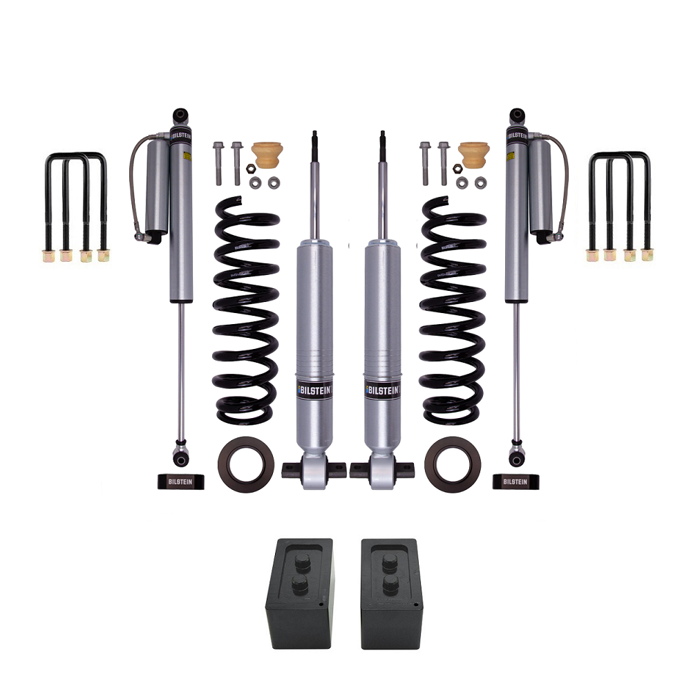 Bilstein B8 6112/5160 2.5 inch F-150 (21-24) Lift Kit with adjustable remote reservoir shocks, coil springs, and hardware components