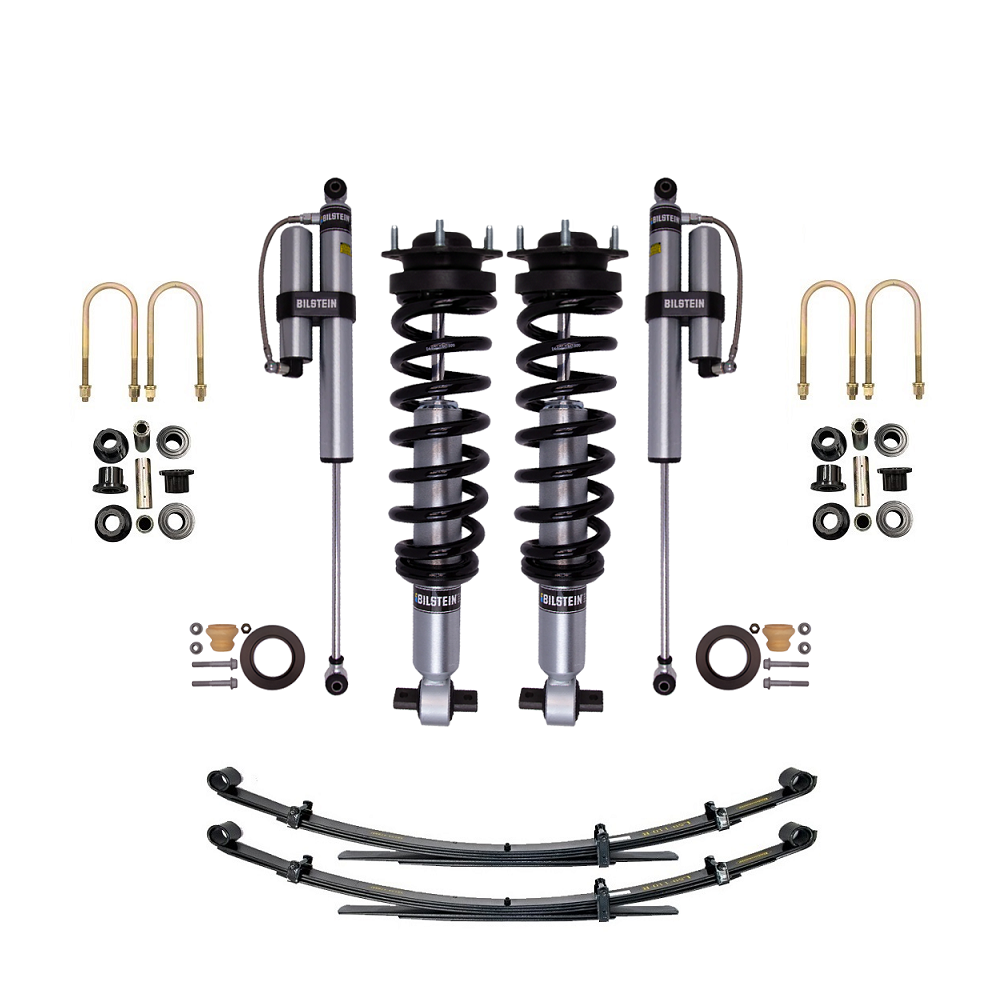 Bilstein B8 6112/5160 2.5 inch F-150 (21-24) Lift Kit with assembled front shocks, coil springs, leaf springs, and mounting hardware