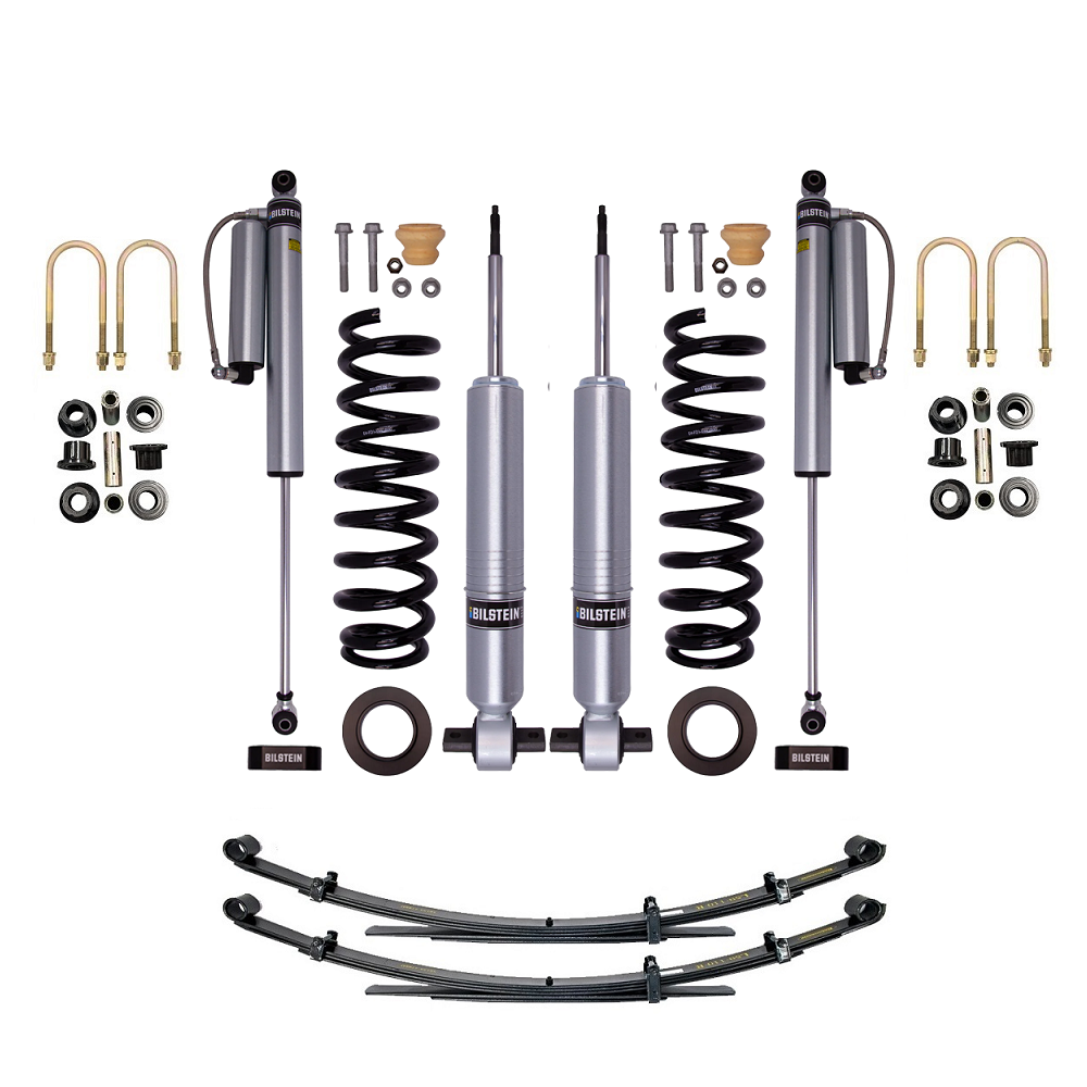 Bilstein B8 6112/5160 2.5 inch F-150 (21-24) Lift Kit with heavy-duty adjustable shocks, coil springs, leaf springs, and hardware components