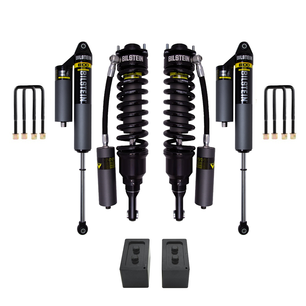 Bilstein B8 8112 0-2.5 inch F-150 (21-24) Lift Kit with heavy-duty remote reservoir coilovers, shocks, and leveling blocks