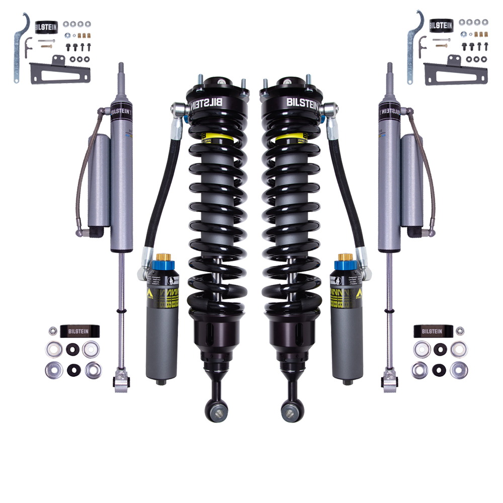 Bilstein B8 8112 2.25-3.25 inch Tundra 4WD (07-21) Lift Kit w/ OME Leaf Springs heavy-duty adjustable coilovers and remote reservoir shocks