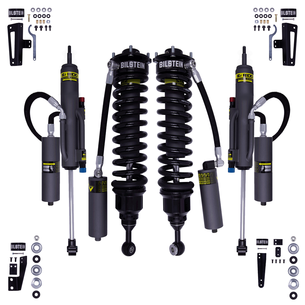 Bilstein B8 8112 2.25-3.25 inch Tundra 4WD (07-21) Lift Kit w/ OME Leaf Springs heavy-duty adjustable coilovers and remote reservoir shocks