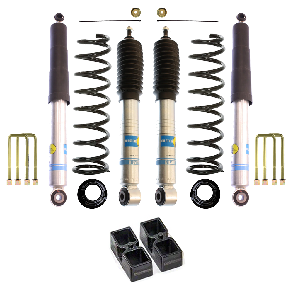 Bilstein B8 5100 1-2 inch Frontier D40 (05-21) Lift Kit w/ OME Springs featuring monotube shocks, coils, and hardware for Nissan suspension upgrade