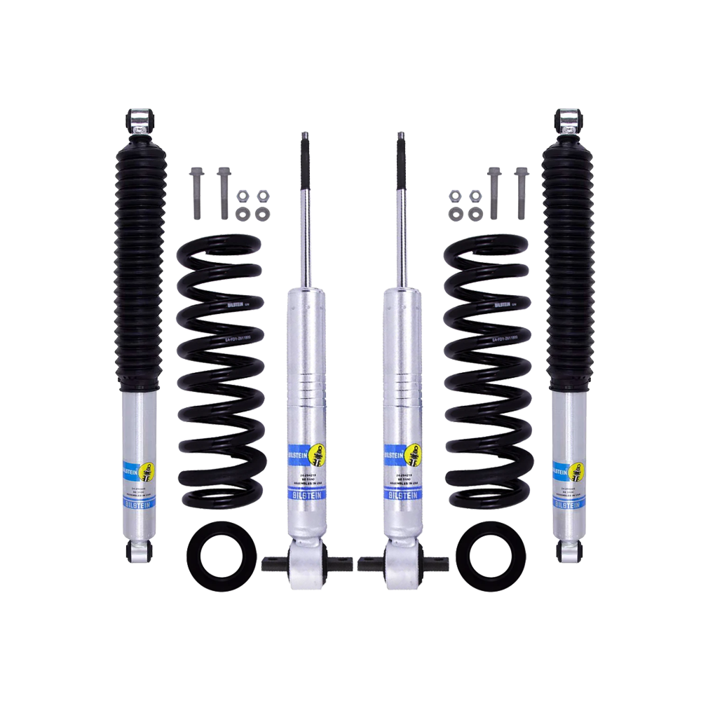 Bilstein B8 6112/5100 2.5 inch Ford Ranger (19-23) Leveling Kit with heavy-duty shocks, coil springs, and hardware components