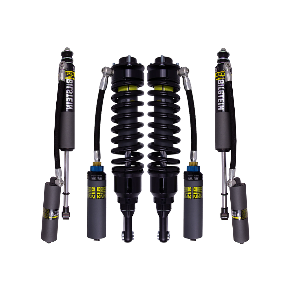 Bilstein B8 8112 DSA+ 0.9-2.6 inch Tacoma (05-15) Lift Kit w/ OME Leaf Springs includes remote reservoir shocks and coil springs.