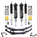 Off-road suspension components with four shocks, leaf springs, U-bolts, bushings, and mounting hardware