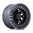 Black Rhino Alpha - 18X9 0mm - Matte Black With Gunmetal Lip wheel with multi-spoke design and simulated beadlock rim