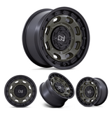 17x8.5" -10 OffSet Black Rhino Wheels for 4Runner (03-24), FJ (03-16), GX460 (10-23) with rugged matte black and dark green finish