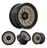 17x8.5" -10 OffSet Black Rhino Wheels & Tires Package - Bundle & Save $100 - Fitment Guarantee heavy-duty tan and black beadlock-style off-road wheels
