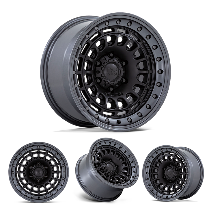 17x8.5" -10 OffSet Black Rhino Wheels & Tires Package - Bundle & Save $100 - Fitment Guarantee heavy-duty matte black beadlock-style off-road wheels