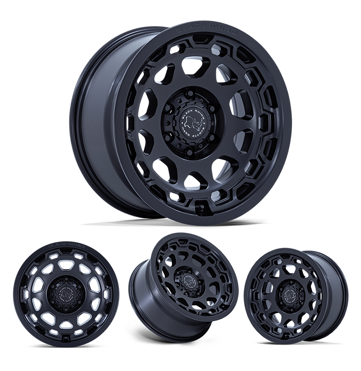 17x8.5" +0 OffSet Black Rhino Wheels & Tires Package - Bundle & Save $100 - Fitment Guarantee rugged matte black alloy wheels for off-road use