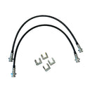 A durable pair of Mudify Extended Front Brake Lines designed for axle movement and brake lines in a car.