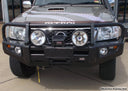 Dobinsons Bull Bar Black Deluxe For Nissan Patrol Y61 Gu Wagon 2005 - 2010 with fog lights and winch mount