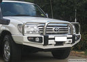 Dobinsons Bull Bar Ss Loop Deluxe For Toyota Land Cruiser 100 Series - BU59-3658 heavy-duty black powder coated steel front protection