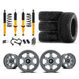 Old Man Emu OME 2.5" Lift Kit + 17" Fuel Wheels & Tires Package for Toyota Tacoma (16-23) heavy-duty suspension and wheels