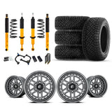 OME 2.5" Lift Kit + 17" Fuel Wheels & Tires Package for Tacoma (05-15) with suspension components and all-terrain tires