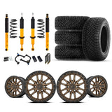 old man emu OME 2.5" Lift Kit + 17" Fuel Wheels & Tires Package for Tacoma (16-23) with suspension components and all-terrain tires