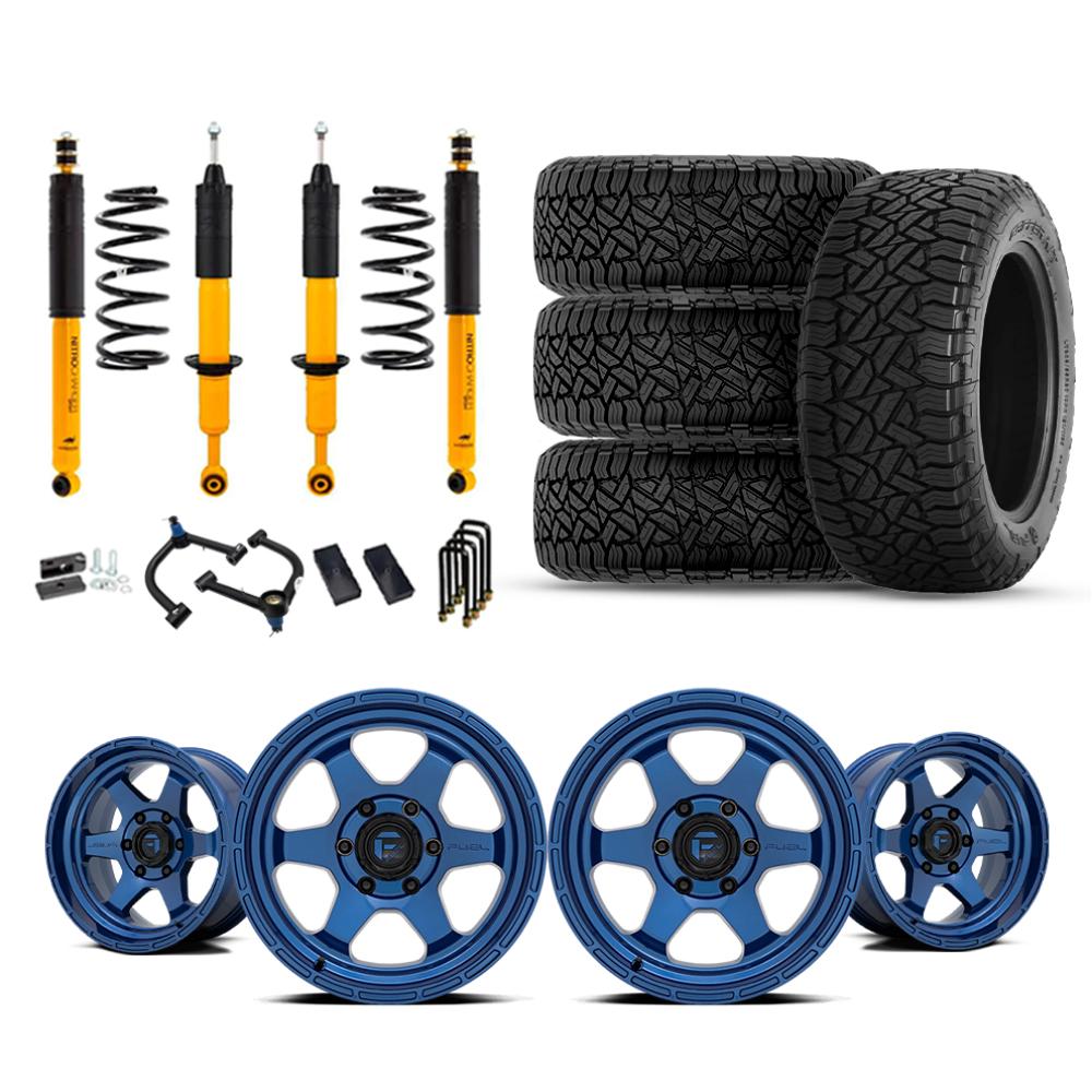 Old Man Emu OME 2.5" Lift Kit + 17" Fuel Wheels & Tires Package for Tacoma (05-15) with heavy-duty suspension and off-road components