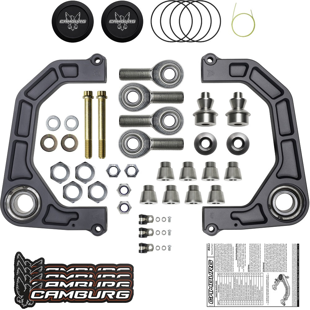 Camburg KINETIK V2 Billet Uniball Upper Control Arms CAM-310184-GRY for Toyota Tacoma (05-23), 4Runner (03-23), FJ Cruiser (07-14) CNC-machined aluminum suspension kit with hardware