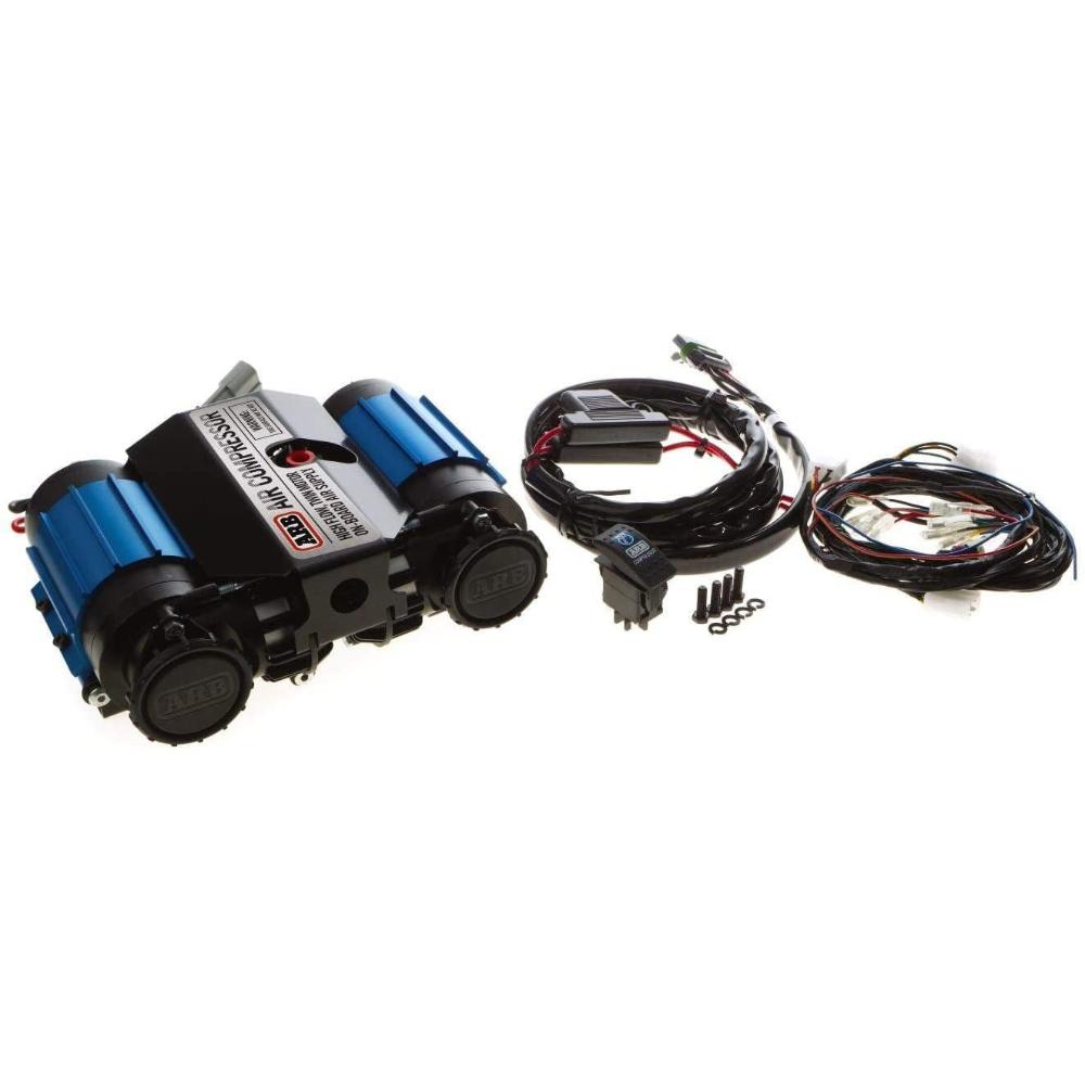 ARB 12 Volts On-Board Twin High Performance Air Compressor with Manifold Kit CKMTA12KIT with wiring and mounting hardware components