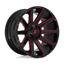 Fuel 1PC D643 Contra - 20X9 02mm - Gloss Black Red Tinted Clear wheel with deep lip and multi-spoke design