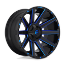 Fuel 1PC D644 Contra - 20X9 02mm - Gloss Black Blue Tinted Clear wheel with multi-spoke design and blue accents