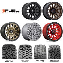 Load image into Gallery viewer, 17x9&quot; +01 MM OffSet Fuel Wheels &amp; Tires Package for Tacoma 2nd &amp; 3rd Gen