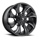Fuel 1PC D571 Strykr 20x9 01mm Gloss Black Milled wheel with aggressive multi-spoke design and milled accents
