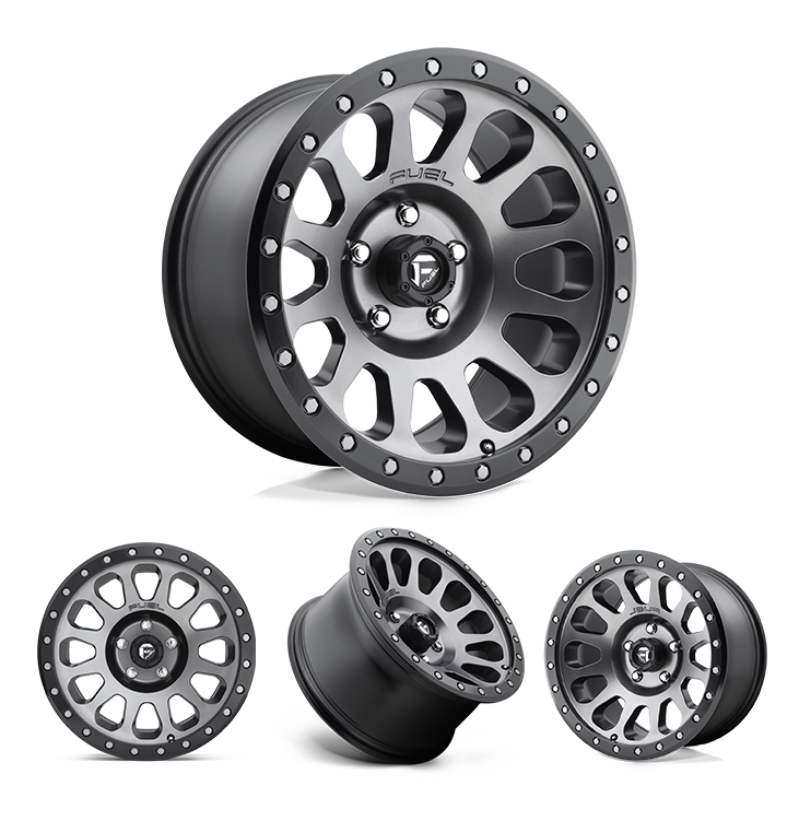 17x9" -12 MM OffSet Fuel Wheels for Tacoma 2nd & 3rd Gen - Fitment Guarantee, heavy-duty Fuel matte gray alloy beadlock-style rim