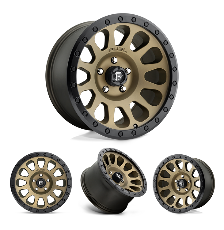 17x9" -12 MM OffSet Fuel Wheels for Tacoma 2nd & 3rd Gen - Fitment Guarantee, heavy-duty Fuel bronze alloy beadlock-style rim