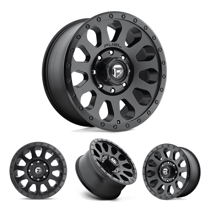 17x9" -12 MM OffSet Fuel Wheels for Tacoma 2nd & 3rd Gen - Fitment Guarantee, heavy-duty black alloy beadlock-style rim by Fuel