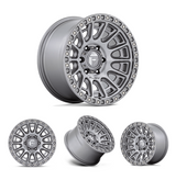 17x9" -12 MM OffSet Fuel Wheels for Tacoma 2nd & 3rd Gen - Fitment Guarantee, heavy-duty silver alloy beadlock-style rim