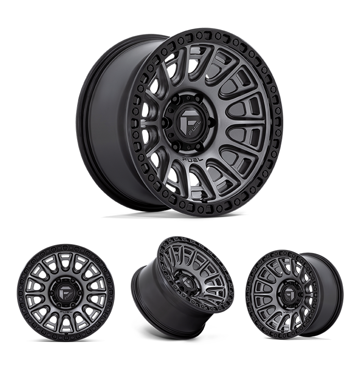 17x9" -12 MM OffSet Fuel Wheels for Tacoma 2nd & 3rd Gen - Fitment Guarantee, heavy-duty black alloy beadlock-style rim