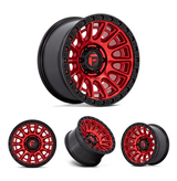 17x9" -12 MM OffSet Fuel Wheels for Tacoma 2nd & 3rd Gen - Fitment Guarantee, heavy-duty red alloy beadlock-style rim by Fuel