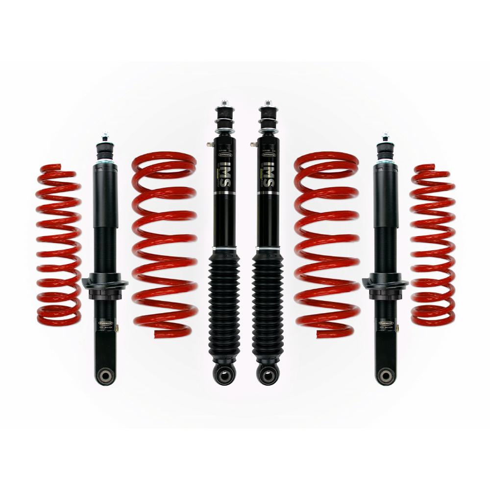 Dobinsons IMS 2-2.5 inch Lift Kit for 4Runner (96-02) featuring black shocks and red coil springs suspension system