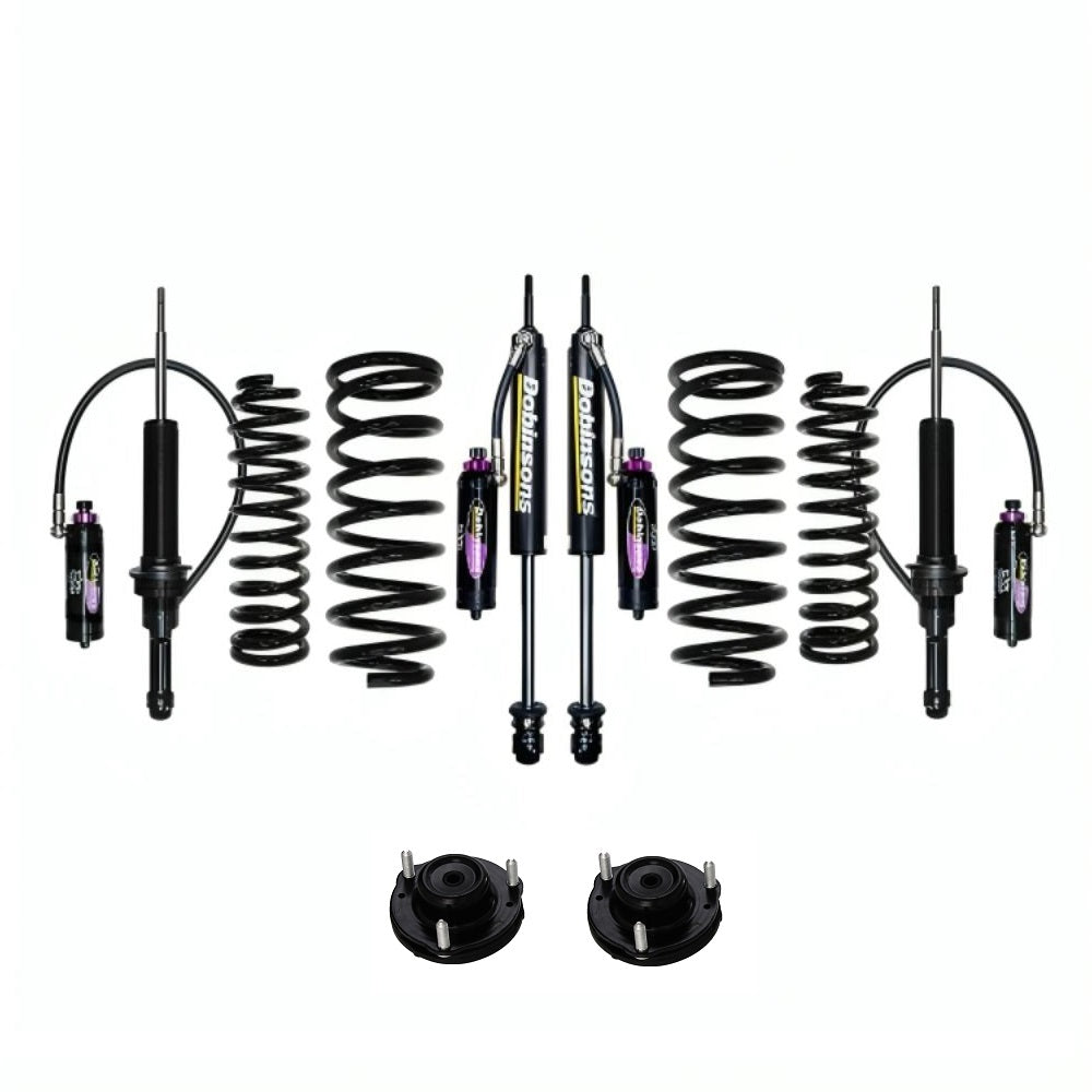 Dobinsons MRR 3-Way Adjustable 2-2.5 inch Lift Kit for 4Runner (96-02) - Black/Black with assembled heavy-duty front shocks and coil springs