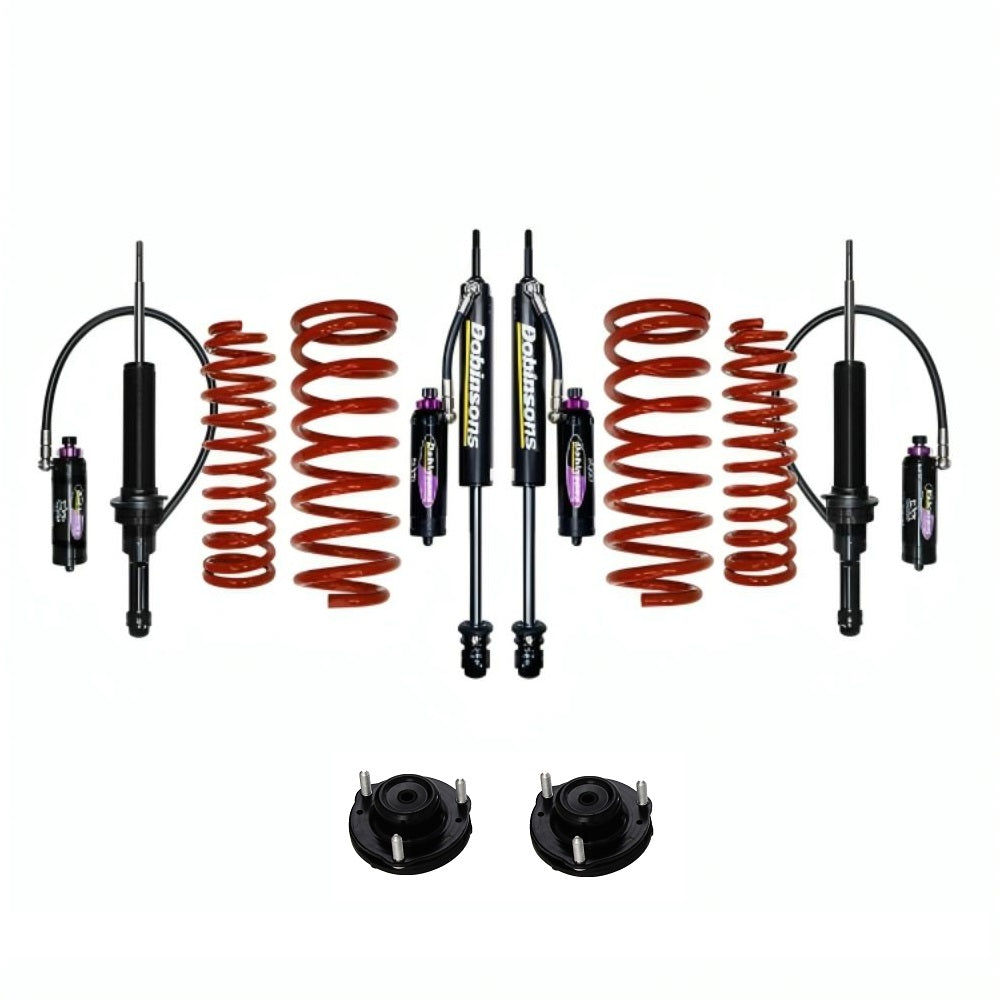 Dobinsons MRR 3-Way Adjustable 2-2.5 inch Lift Kit for 4Runner (96-02) - Black/Red with assembled high-performance front shocks and coil springs suspension system