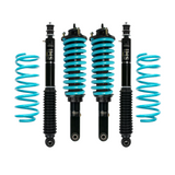 Dobinsons IMS 1.75-3.5 inch Lift Kit for FJ Cruiser (06-09) with black shocks and teal coil springs assembled front suspension components