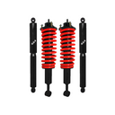 Dobinsons Twin Tube 2-3 inch Lift Kit for FJ Cruiser (10-16) with black shocks and red coil springs assembled suspension components