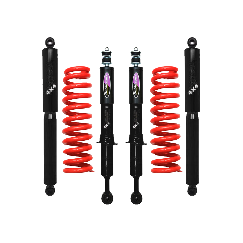 Dobinsons Twin Tube 2-3.5 inch Lift Kit for 4Runner (03-09 V6 Models) with heavy-duty black shocks and red coil springs