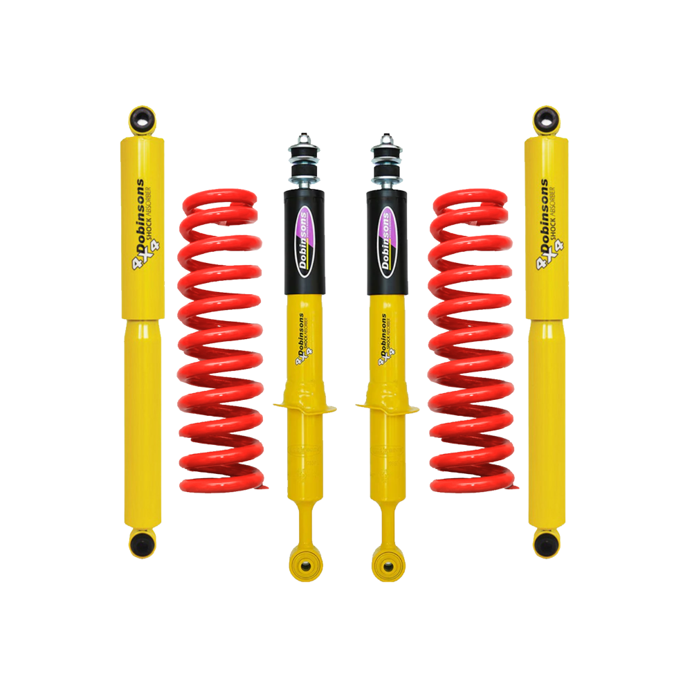 Dobinsons Twin Tube 2-3 inch Lift Kit for 4Runner (25-ON) Non-Hybrid Models with heavy-duty yellow shocks and red coil springs