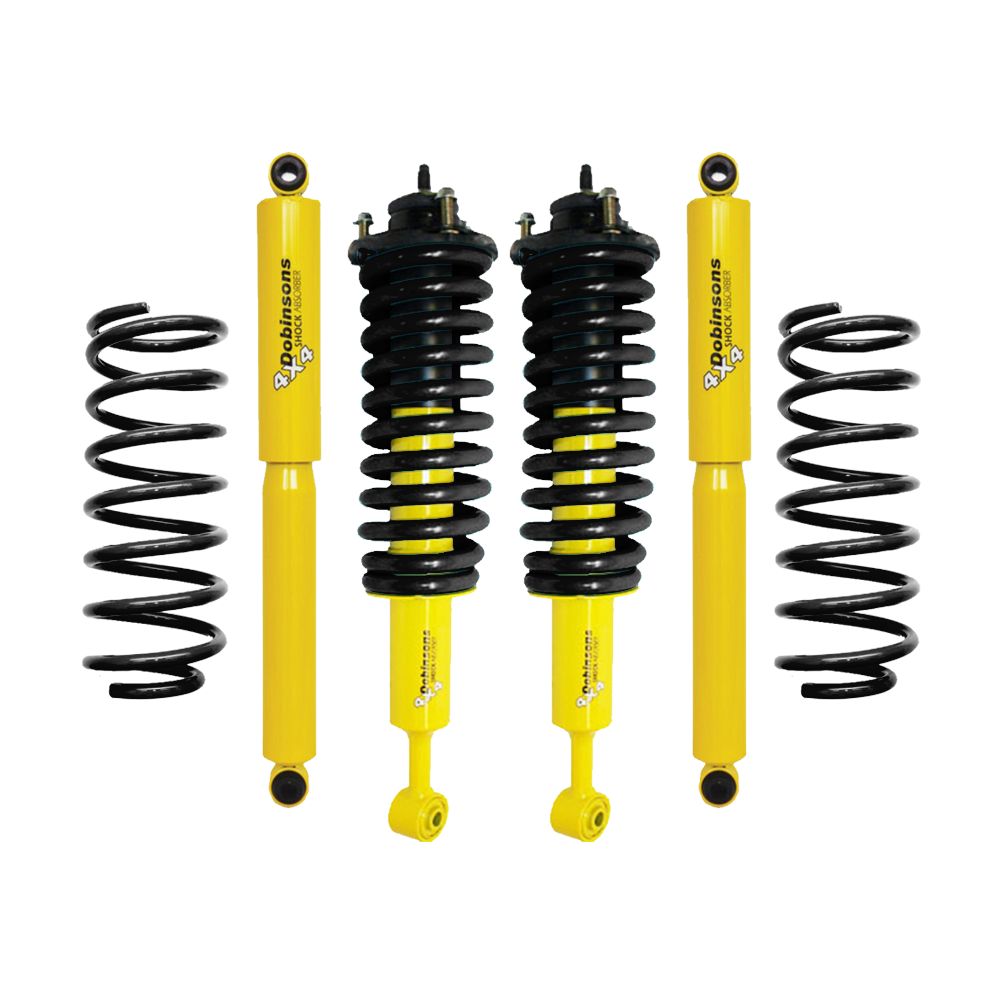 Dobinsons Twin Tube 2-3 inch Lift Kit for FJ Cruiser (10-16) - Yellow/Black heavy-duty front shocks and coil springs suspension