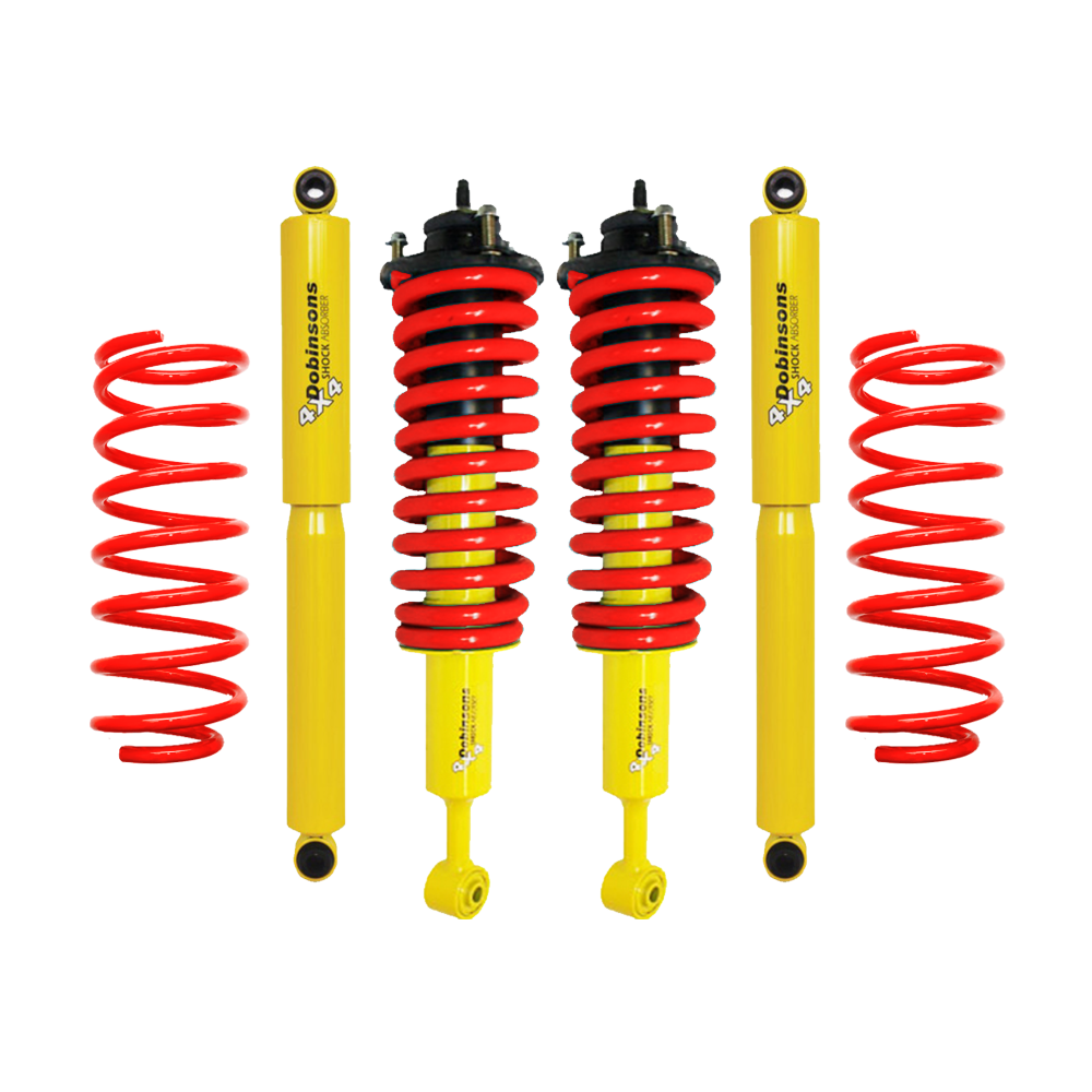Dobinsons Twin Tube 1.75-3.5 inch Lift Kit for FJ Cruiser (06-09) with yellow shocks and red coil springs suspension system