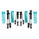 Off-road suspension set with turquoise coil springs and black shock absorbers